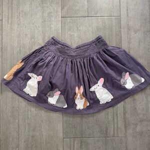 Mini Boden Purple Skirt with Bunny Design appliqué Easter
